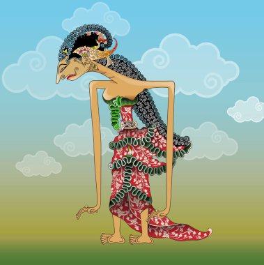 Vektör illüstrasyonu, Dewi Shinta 'nın kukla karakterinin değiştirilmesi.