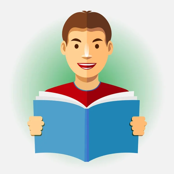 Vector Illustration Man Read Book — Stockvektor