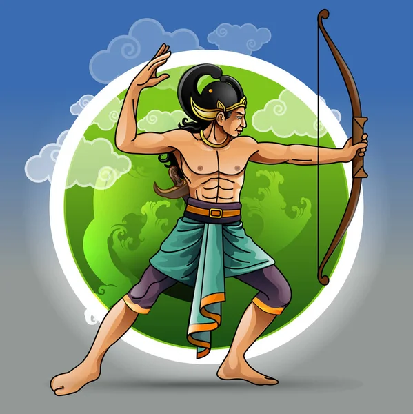 Vector illustration, Modification of Arjuna's character in the Mahabharata story