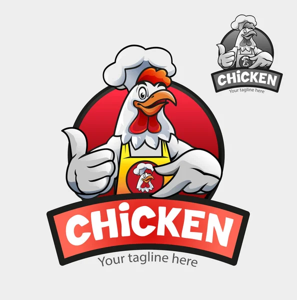 Vektör çizimi, sembol olarak tavuk karikatürü ya da kızarmış tavuk restoranı..