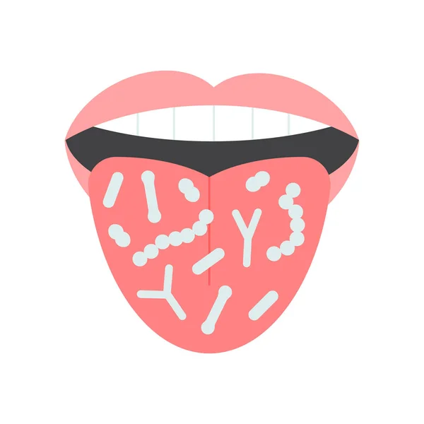 Microbiote oral. Bactéries probiotiques saines dans la bouche humaine. — Image vectorielle