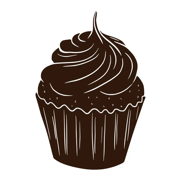 Süße Cupcake Silhouette Leckeres Gebäck Muffinschatten Für Aufkleber Einladung Ernte — Stockvektor