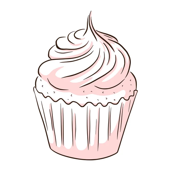Sladký Obrázek Dortíku Chutné Pečivo Muffin Ilustrace Samolepky Pozvánky Sklizeň — Stockový vektor