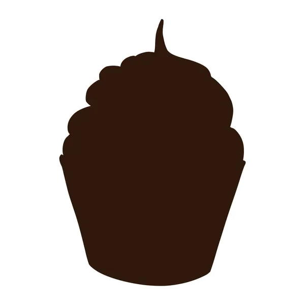 Süßer Cupcake Shadow Leckeres Gebäck Muffin Silhouette Für Aufkleber Einladung — Stockvektor