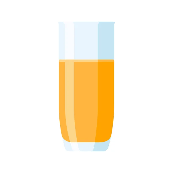 玻璃杯橙汁 平平的风格 新鲜水果饮品图标 用于标识 印刷品 食品包装设计和装饰 — 图库矢量图片