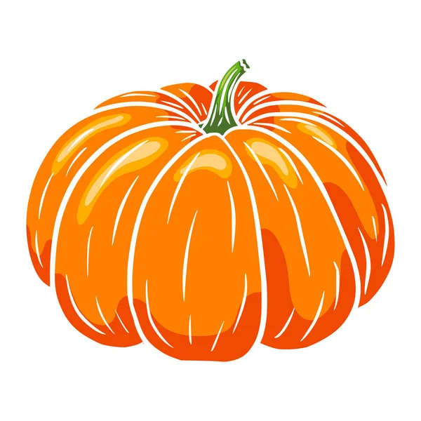 Sagopejken Höstens Gourd Ikon Mogen Pumpa Skiss Tecknad Stil Element — Stock vektor