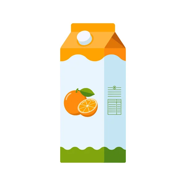Kartong Med Apelsinjuice Platt Stil Citrusdrycksikon För Logotyp Meny Emblem — Stock vektor