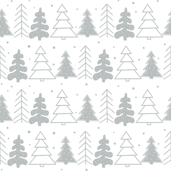 Nahtlose Silvestervorlage mit stilisierten Weihnachtsbäumen im Wald. Vektorurlaub Hintergrund für Verpackungen, Papier und Textilien — Stockvektor