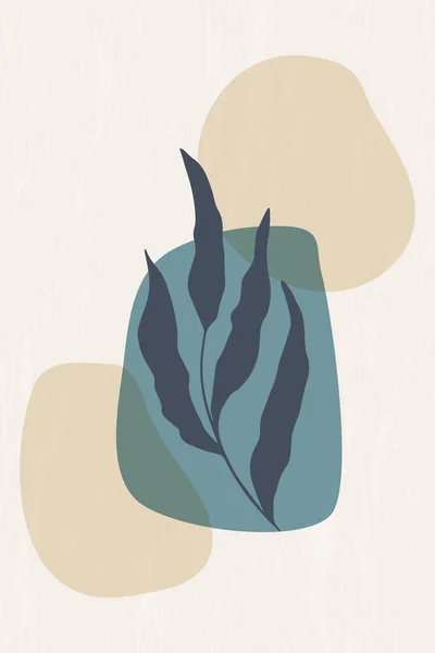 Affiche Moderne Avec Une Composition Abstraite Formes Simples Élément Botanique — Image vectorielle
