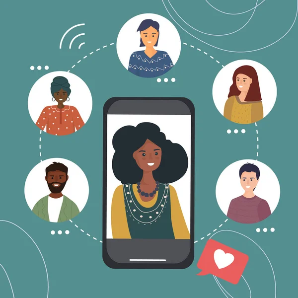 Ontwerp Van Sociale Media Chat Videogesprek Communicatie Boodschappers Mobiele Toepassingen — Stockvector