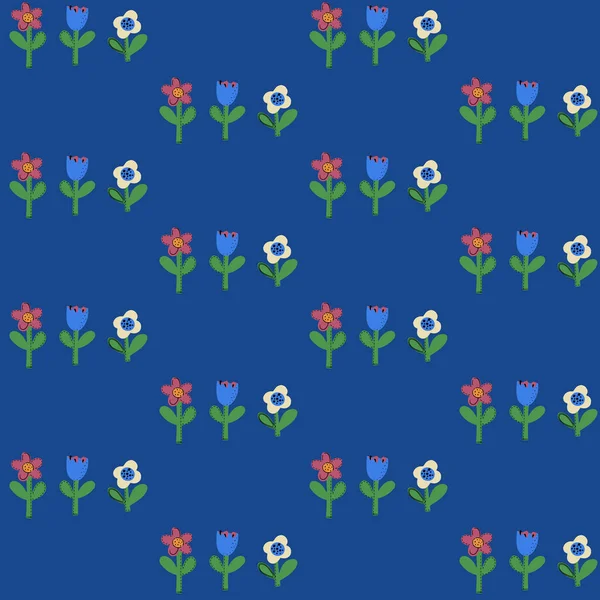 シンプルな形の花のシームレスな自然なパターン テキスタイルデザインのためのベクトルプリント — ストックベクタ