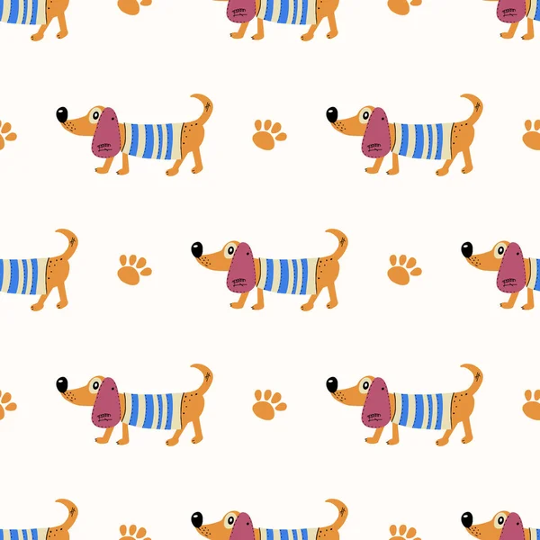 Бесшовный Рисунок Симпатичными Собаками Скандинавская Векторная Печать Детей Текстиль Ткань — стоковый вектор