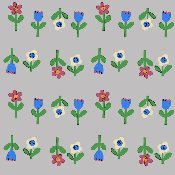 Безшовний Природний Візерунок Квітів Простій Формі Векторний Принт Дизайну Паперу — стоковий вектор