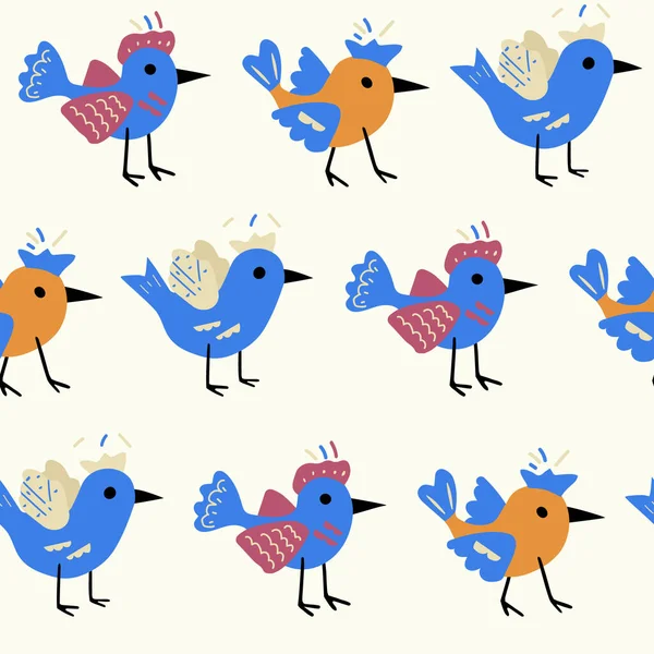 Patrón Sin Costuras Lindos Pájaros Dibujos Animados Impresión Vectorial Para Ilustraciones De Stock Sin Royalties Gratis