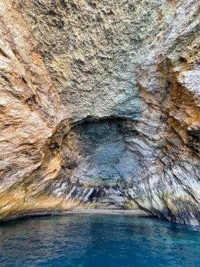 Cave in Algarve Portugal. famous rock. Cliffs and rocks.