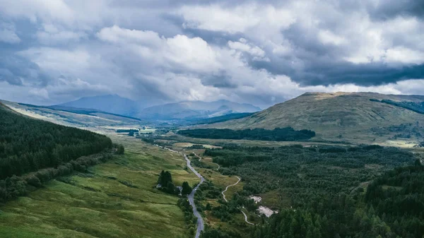 Drone shot of the West Highland Way in Scotland. High quality 4k footage