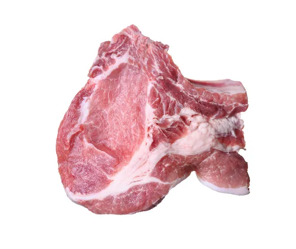 Fleisch Schweinefleisch Scheiben Schweinelende Auf Weißem Hintergrund — Stockfoto