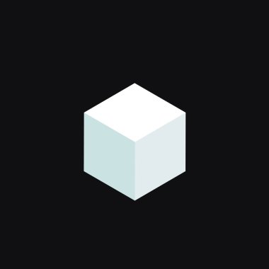 Siyah Arkaplanda Beyaz 3D Küp. Basit Seçkin İzole Edilmiş Element