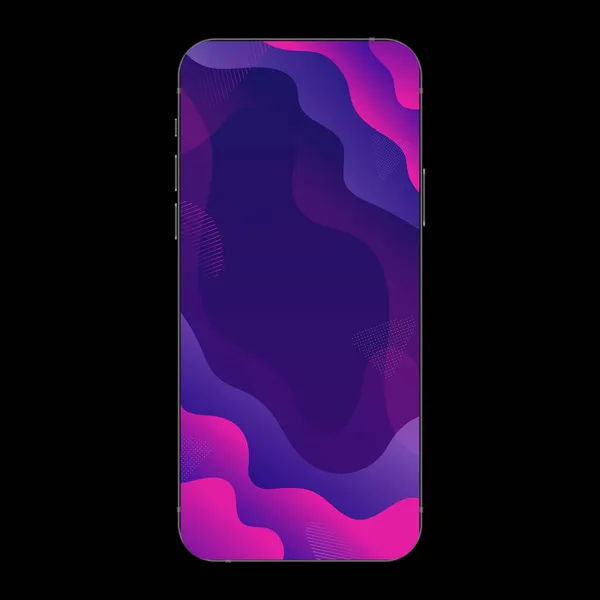 Mockup smartphone realista com fundo gradiente azul e rosa. Modelo móvel de vetor — Vetor de Stock