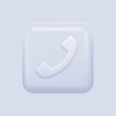 White 'dan Simge' ye. Kare Çağrı Düğmesi Beyaz Arkaplanda İzole Edildi