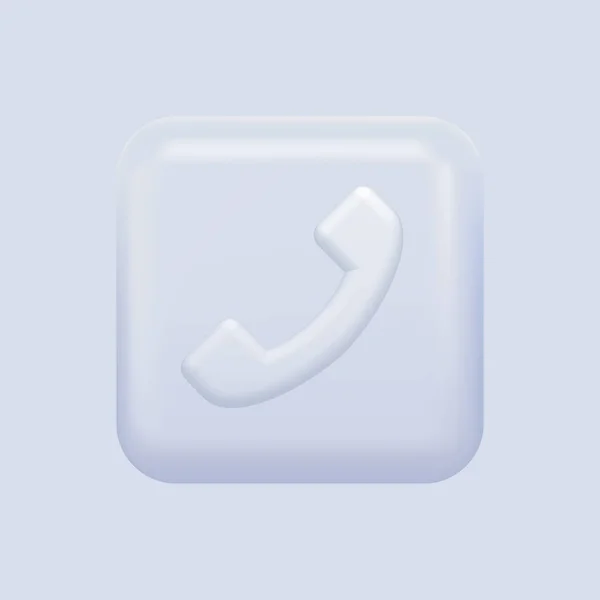 White Call Icon. Botão de chamada quadrada isolado no fundo branco — Vetor de Stock