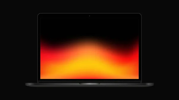 Laptop de ar isolado. Mockup com tela Gradiente Vermelha — Vetor de Stock