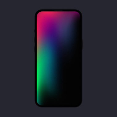 Smartphone Model 'in ön görüntüsü. Şeffaf Arkaplanda Gradyan Ekranı olan Aygıt