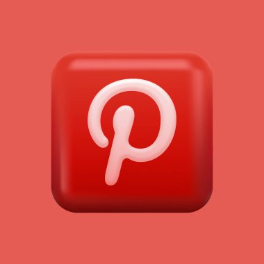 Sosyal Medya Red P Simgesi. 3 Boyutlu İzole Logotype