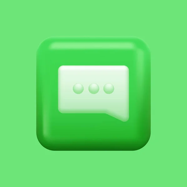 Ikona zielonej wiadomości. Izolowany przycisk do pisania 3D — Wektor stockowy