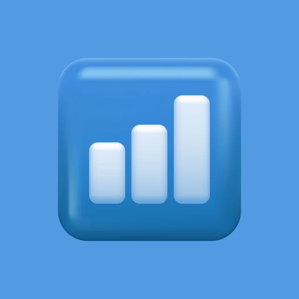 Gráfico 3D Ícone. Botão de gráfico isolado azul — Vetor de Stock