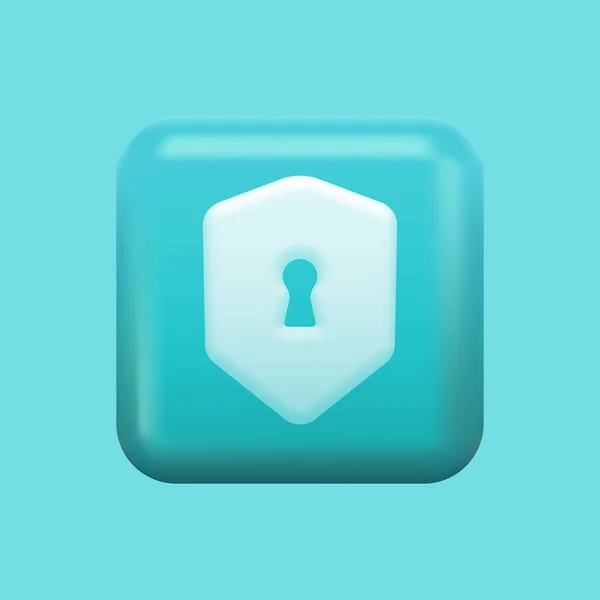 Blauwe Lock Icoon. Beveiliging Geïsoleerd Design Element. Kleurrijke 3D Set — Stockvector