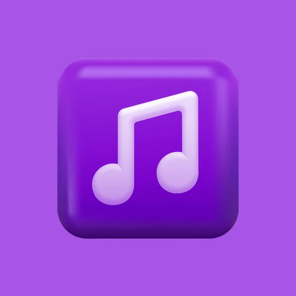 Icono de música púrpura en 3D. Botón aislado violeta — Archivo Imágenes Vectoriales