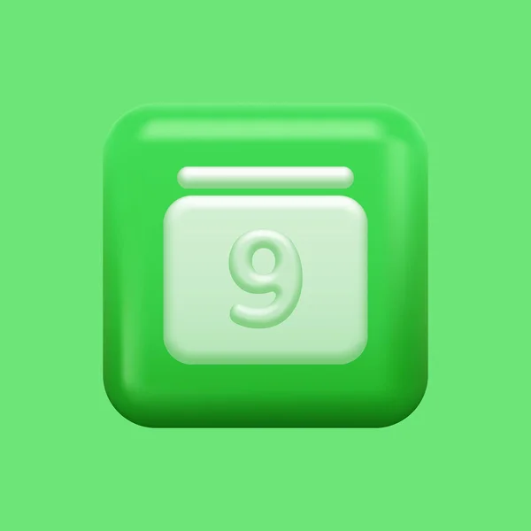 Zielony Kalendarz Ikona. Odizolowany przycisk 3D — Wektor stockowy