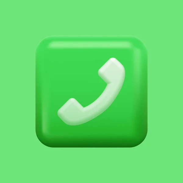 Icono de llamada verde. Botón de teléfono aislado 3D — Vector de stock