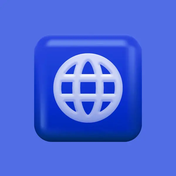 Niebieska Ikona Sieci. Internet, Sieciowy Globus Izolowany przycisk 3D — Wektor stockowy