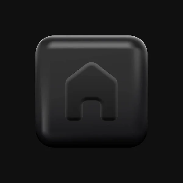 Icône de maison simple noire. Bouton isolé 3D — Image vectorielle