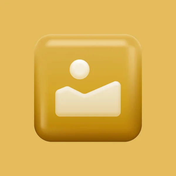 Ikona galerii 3D. Żółty izolowany przycisk aplikacji — Wektor stockowy