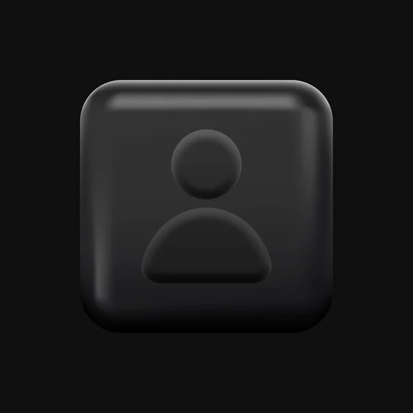 Icono de perfil de persona. Botón cuadrado oscuro 3D — Archivo Imágenes Vectoriales
