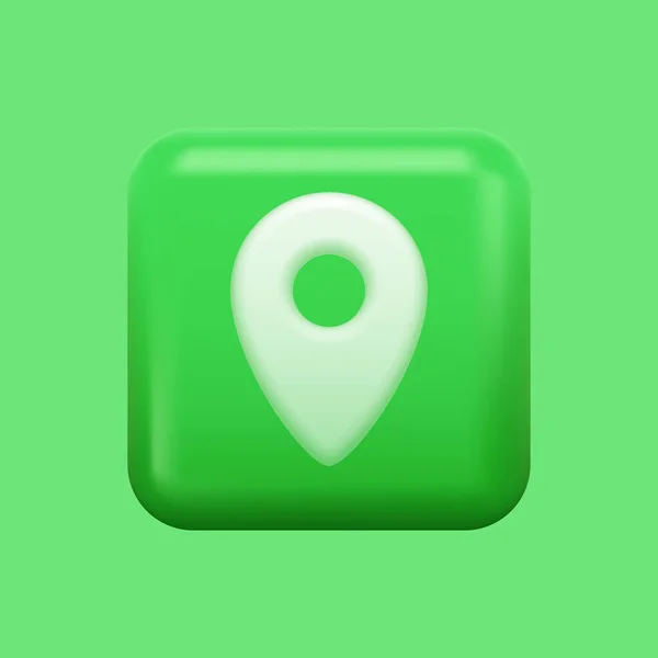 Coğrafi konum 3 boyutlu simge. Yeşil Kare Uygulama Logosu — Stok Vektör