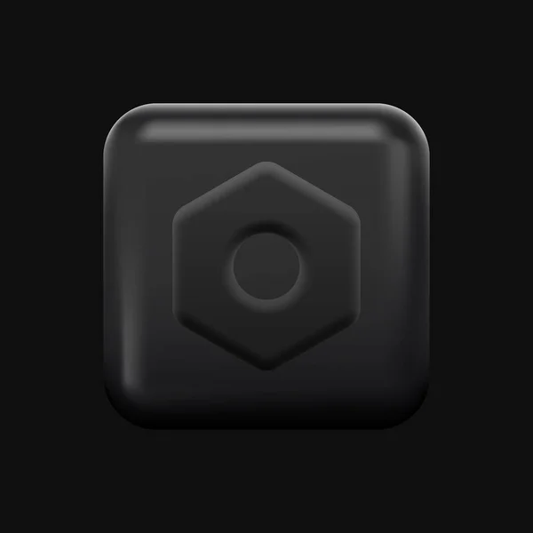 Configuración de degradado oscuro Icono. Botón 3D negro — Archivo Imágenes Vectoriales