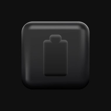 Batarya Şarj Simgesi. Siyah 3B Uygulama Düğmesi