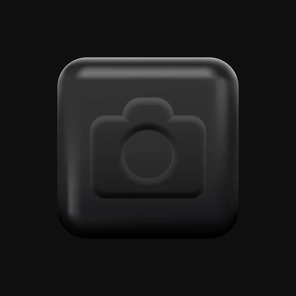 黑色相机图标。独立的3D应用程序按钮 — 图库矢量图片