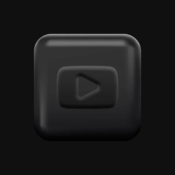 Black Video Play Icon. Isolierte dunkle Play-Taste — Stockvektor