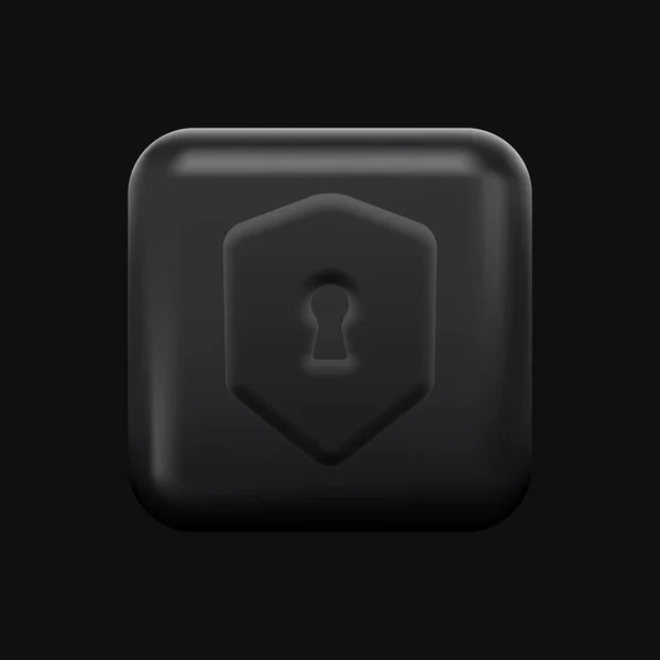 Black Lock Icon. Security Isolated Design Element. Dark 3D Set — Wektor stockowy
