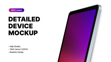 Ayrıntılı Aygıt Biçimi. Düzenlenebilir Gadget, Tablet, Akıllı Telefon Tasarımı. Asgari Reklam Sancakları Şablonu