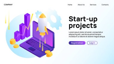 Başlangıç projeleri Banner. İniş Web Sayfası