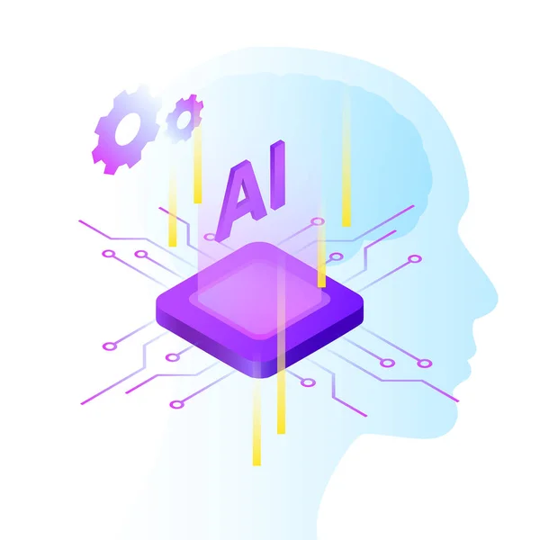 Mesterséges intelligencia Illusztráció. AI kreatív tervezés — Stock Vector