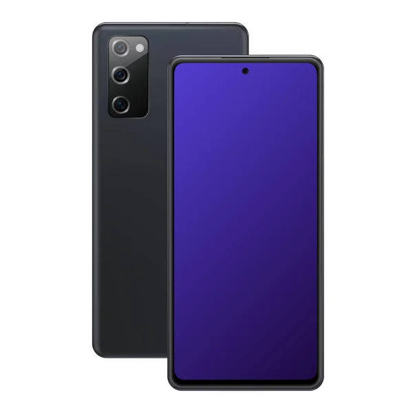 Galaxy Smartphone Mockup com três câmeras. Modelo isolado roxo — Vetor de Stock