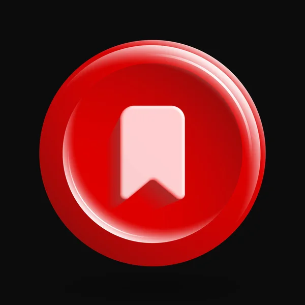Εικονίδιο σελιδοδείκτη. Κόκκινο απομονωμένο τρισδιάστατο αντικείμενο. Αγαπημένο κουμπί — Διανυσματικό Αρχείο