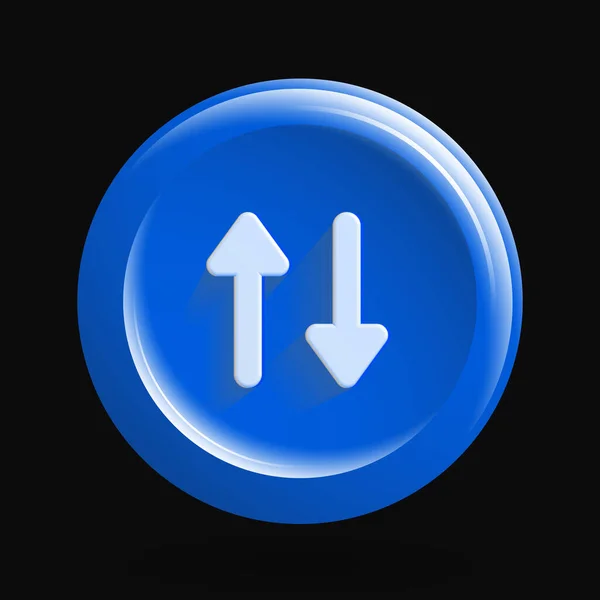 Ícone de mudança azul. Botão redondo com setas — Vetor de Stock